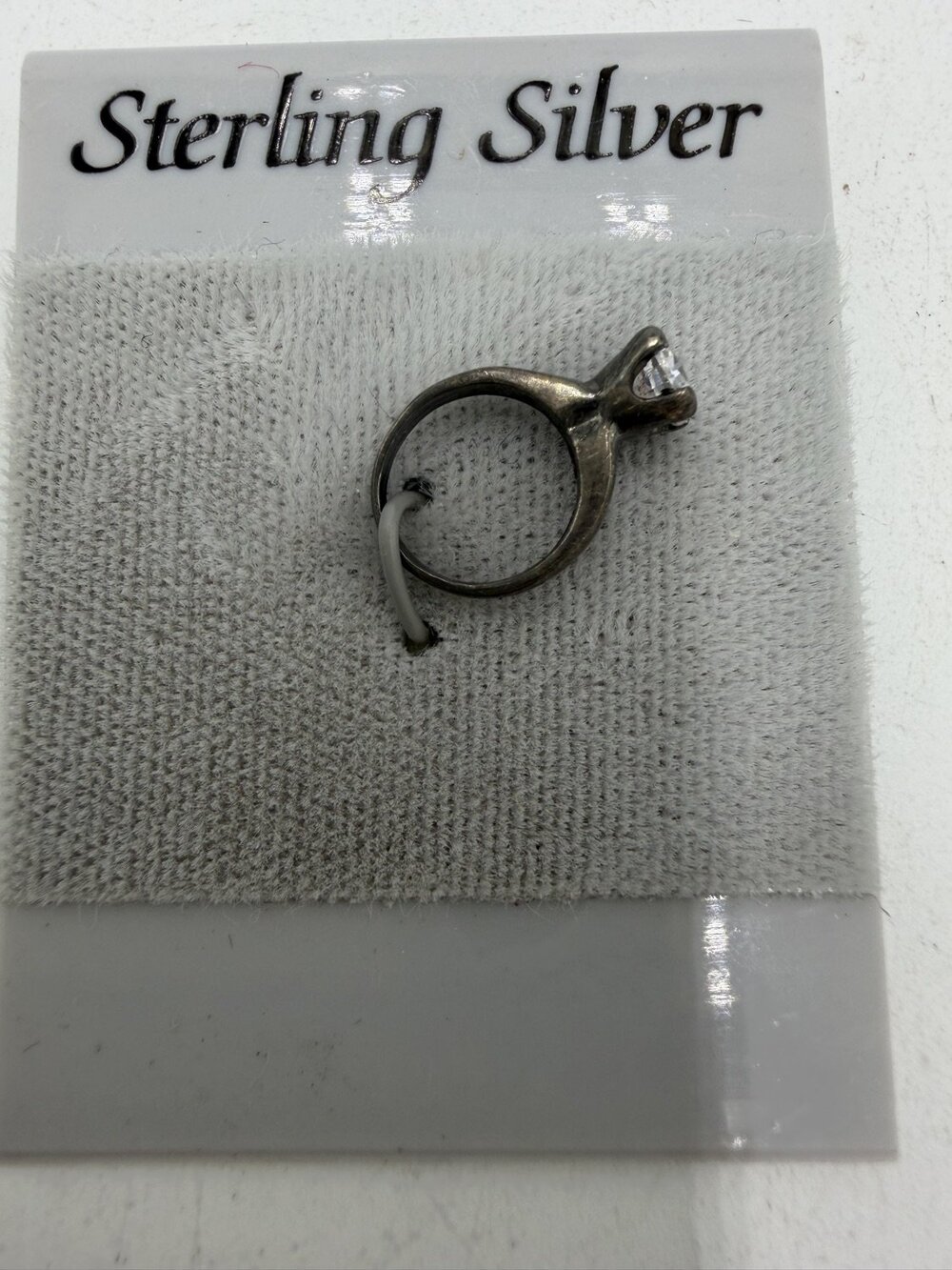 NWT Charm Solitaire Ring Round Clear CZ Prongs Display Card Womens Silver